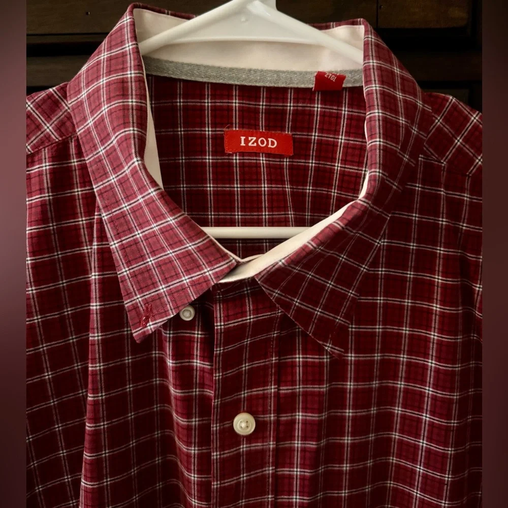 IZOD Big/Tall Men’s Long Sleeve Button Up w/ Pocket-EUC-Maroon Pld - Size XXL - Picture 4 of 5